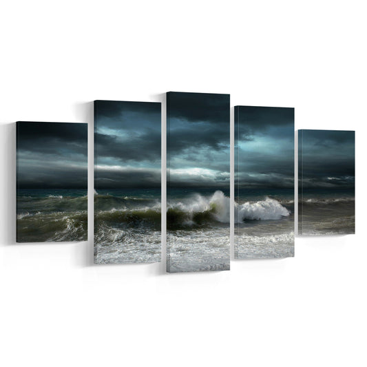 Storm Art Storm Canvas Storm Decor, Storm Home Decor, Storm Photo Storm, Ocean Waves, 5 Piece Large Cavas Print Wall Art
