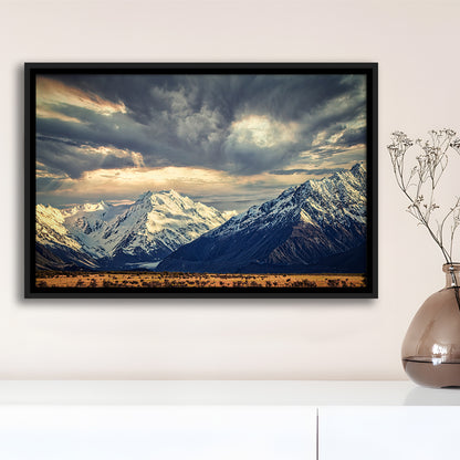 Storm Clouds In The Southern Alps, Framed Cavas Print, Floating Frame