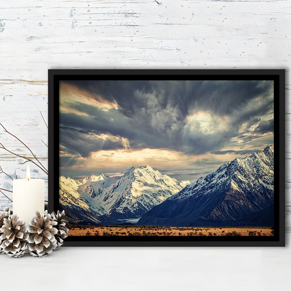 Storm Clouds In The Southern Alps, Framed Cavas Print, Floating Frame
