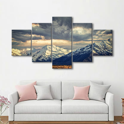 Storm clouds in the Southern Alps, 5 Piece Large Cavas Print Wall Art