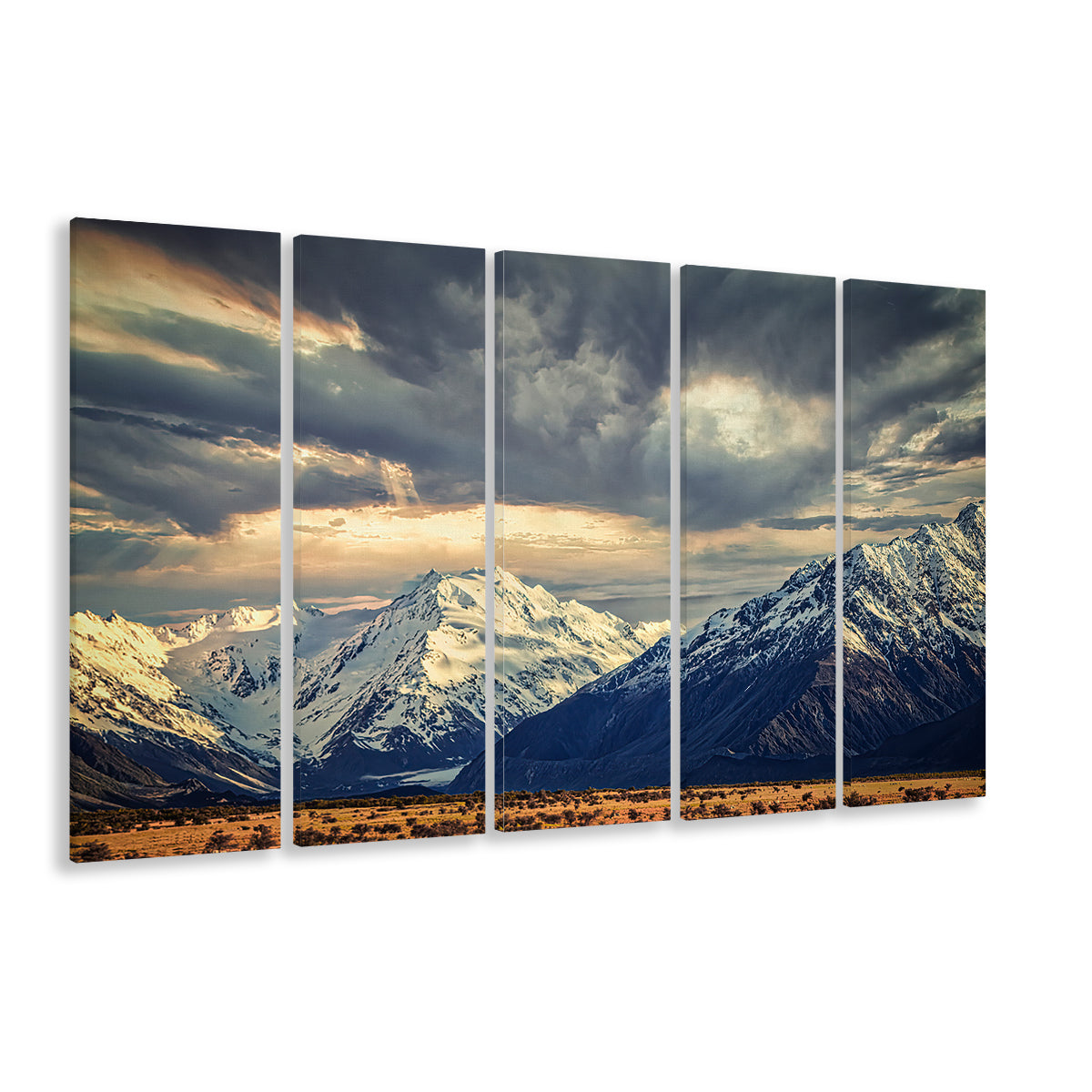 Storm clouds in the Southern Alps, 5 Piece B Extra Large Cavas Print Wall Art Decor