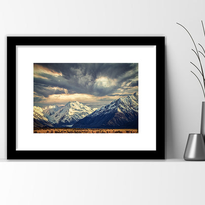 Storm Clouds In The Southern Alps, Framed Art Print White Border, Framed Picture