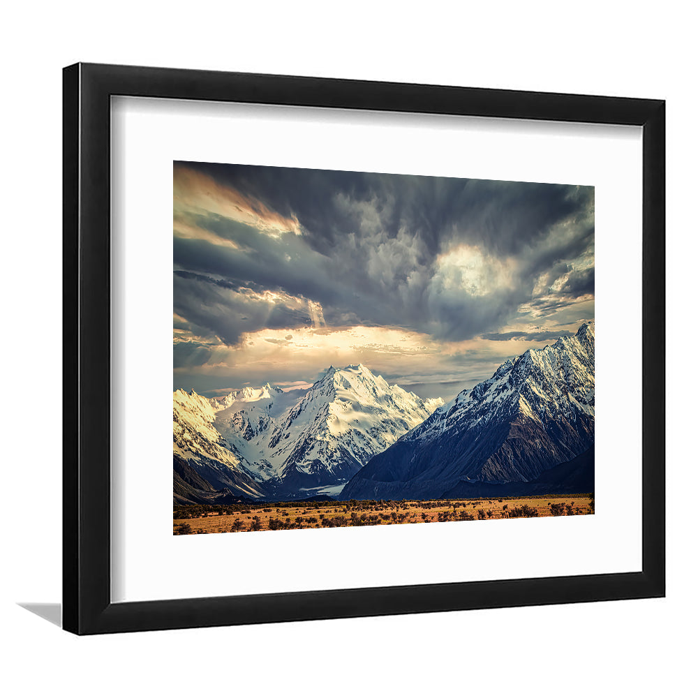Storm Clouds In The Southern Alps, Framed Art Print White Border, Framed Picture