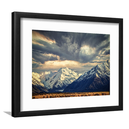 Storm Clouds In The Southern Alps, Framed Art Print White Border, Framed Picture