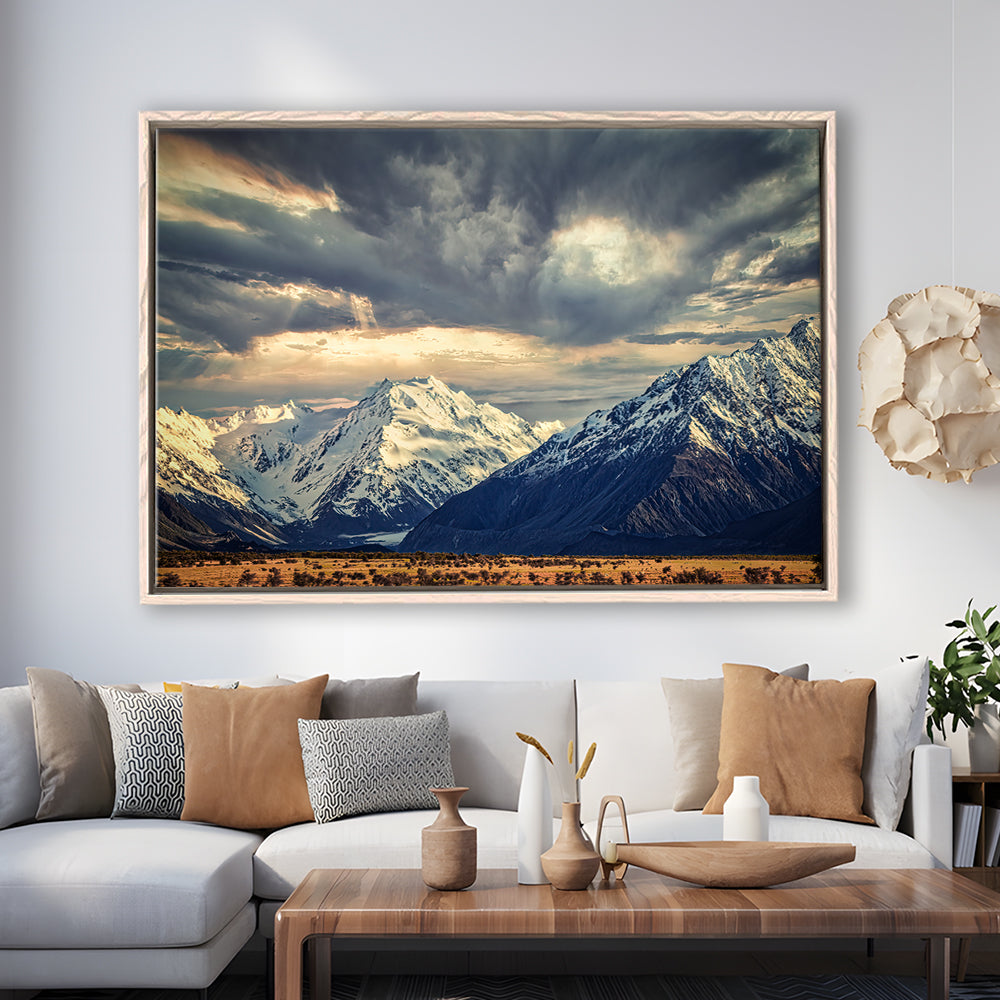 Storm Clouds In The Southern Alps, Framed Cavas Print, Floating Frame