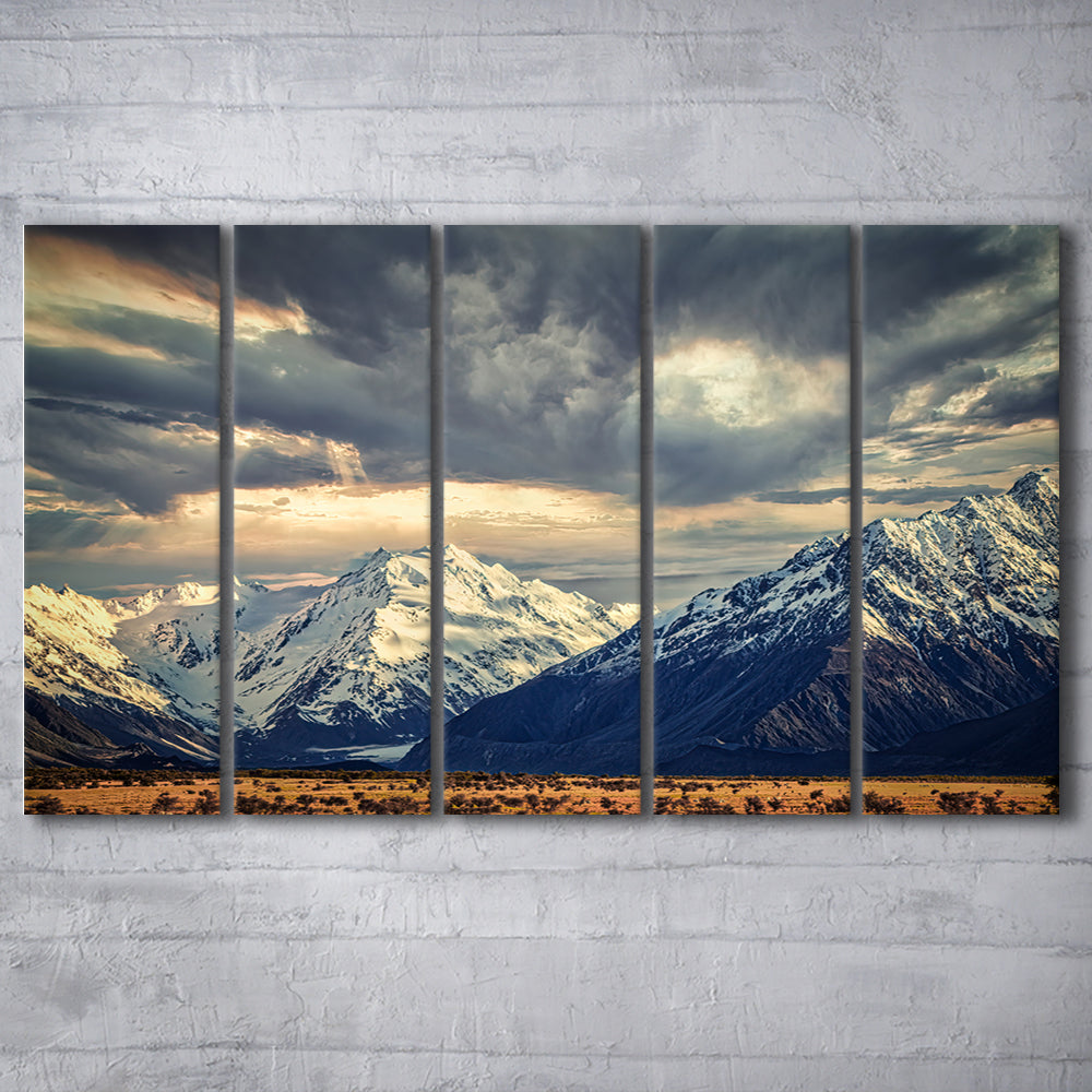 Storm clouds in the Southern Alps, 5 Piece B Extra Large Cavas Print Wall Art Decor