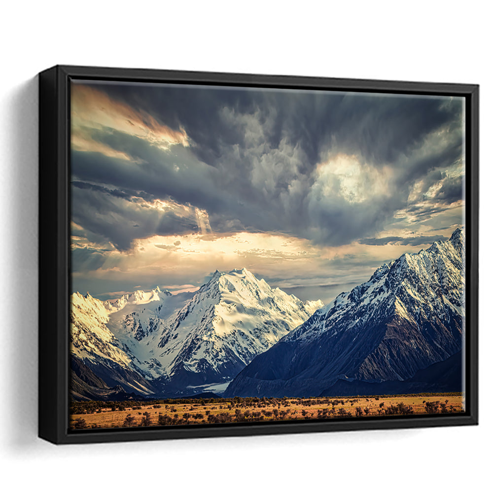 Storm Clouds In The Southern Alps, Framed Cavas Print, Floating Frame