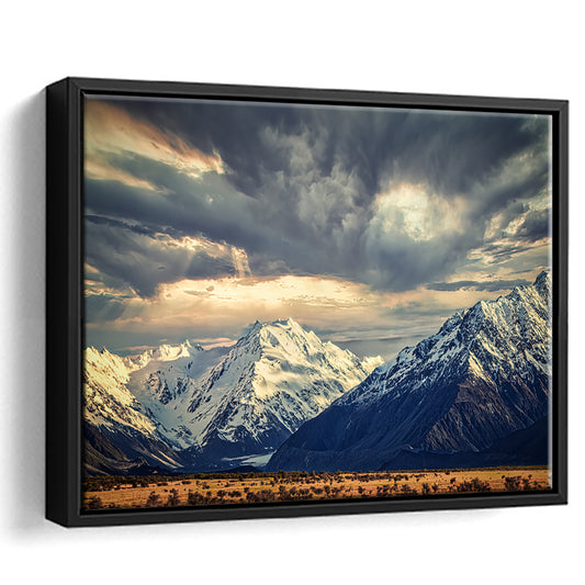Storm Clouds In The Southern Alps, Framed Cavas Print, Floating Frame