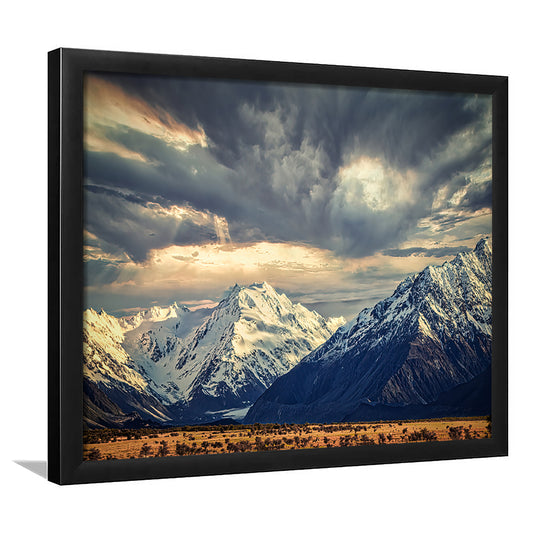 Storm Clouds In The Southern Alps, Framed Art Print, Picture Framed