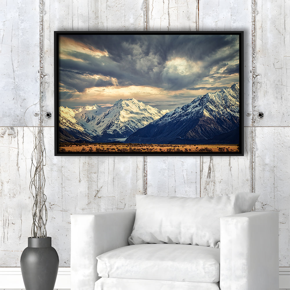 Storm Clouds In The Southern Alps, Framed Cavas Print, Floating Frame