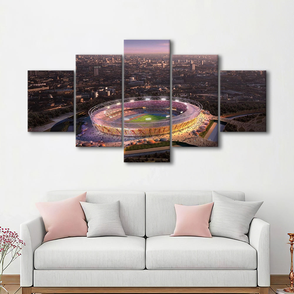 Stratford Olympic Stadium, Stadium Canvas, Sport Art, Gift for him, 5 Panel, Large Canvas, Canvas Print Wall Art