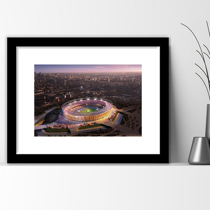 Stratford Olympic Stadium, Stadium Canvas, Sport Art, Gift for him, White Border Framed Art Print Wall Decor