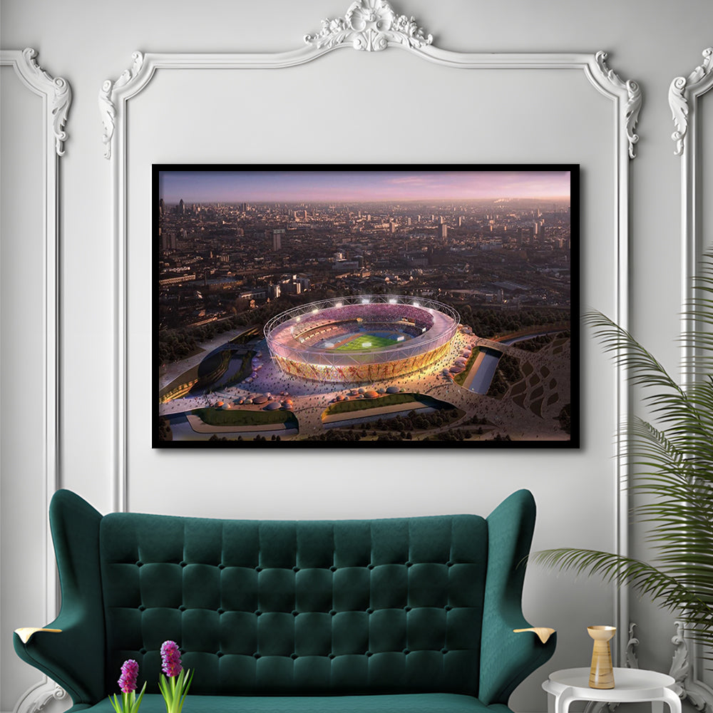 Stratford Olympic Stadium, Stadium Canvas, Sport Art, Gift for him, Framed Art Print Wall Decor, Picture Framed
