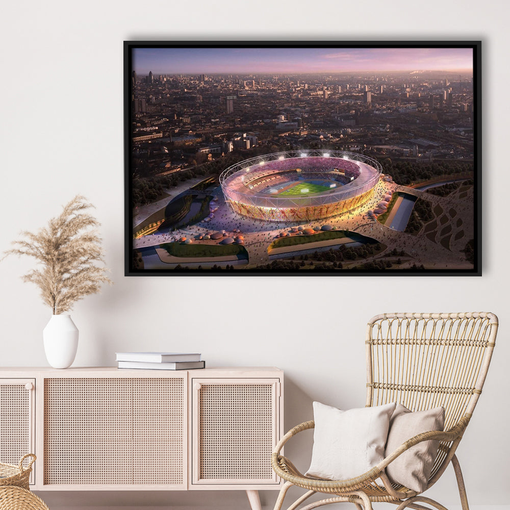 Stratford Olympic Stadium, Stadium Canvas, Sport Art, Framed Canvas Print Wall Art, Floating Frame