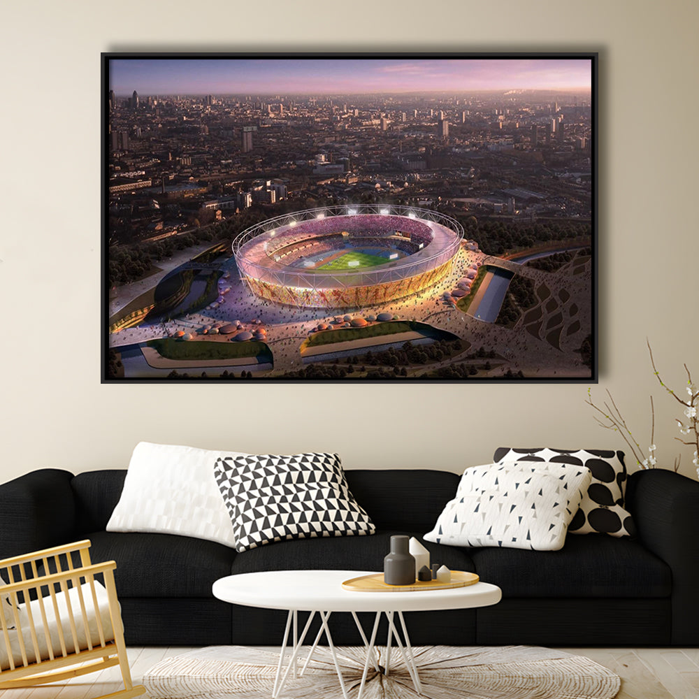 Stratford Olympic Stadium, Stadium Canvas, Sport Art, Framed Canvas Print Wall Art, Floating Frame