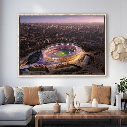 Stratford Olympic Stadium, Stadium Canvas, Sport Art, Framed Canvas Print Wall Art, Floating Frame