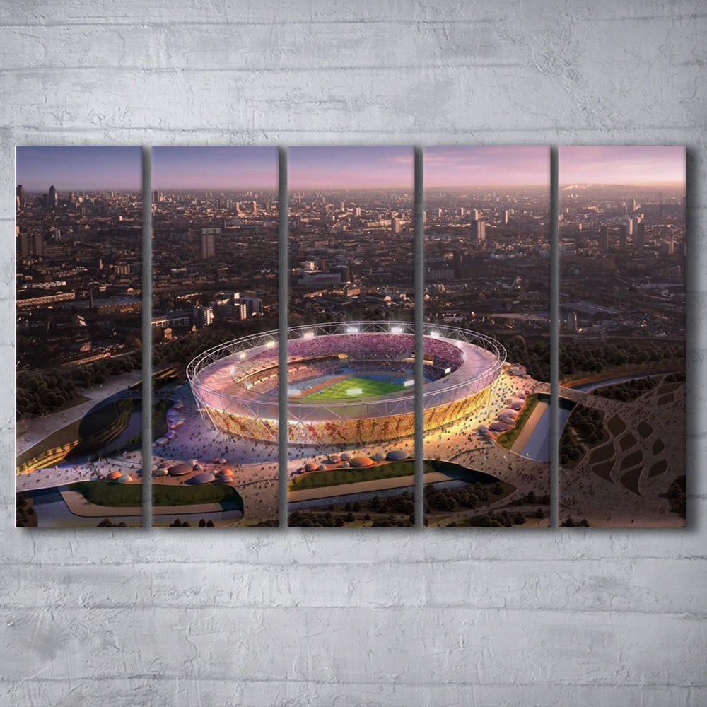 Stratford Olympic Stadium, Stadium Canvas, Sport Art, 5 Panel B, Extra Large Canvas, Canvas Print Wall Art