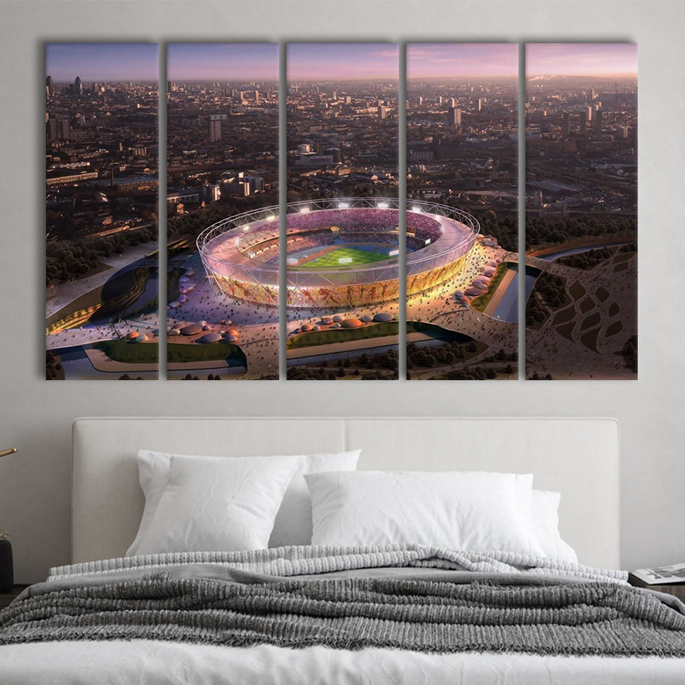 Stratford Olympic Stadium, Stadium Canvas, Sport Art, 5 Panel B, Extra Large Canvas, Canvas Print Wall Art