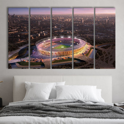 Stratford Olympic Stadium, Stadium Canvas, Sport Art, 5 Panel B, Extra Large Canvas, Canvas Print Wall Art