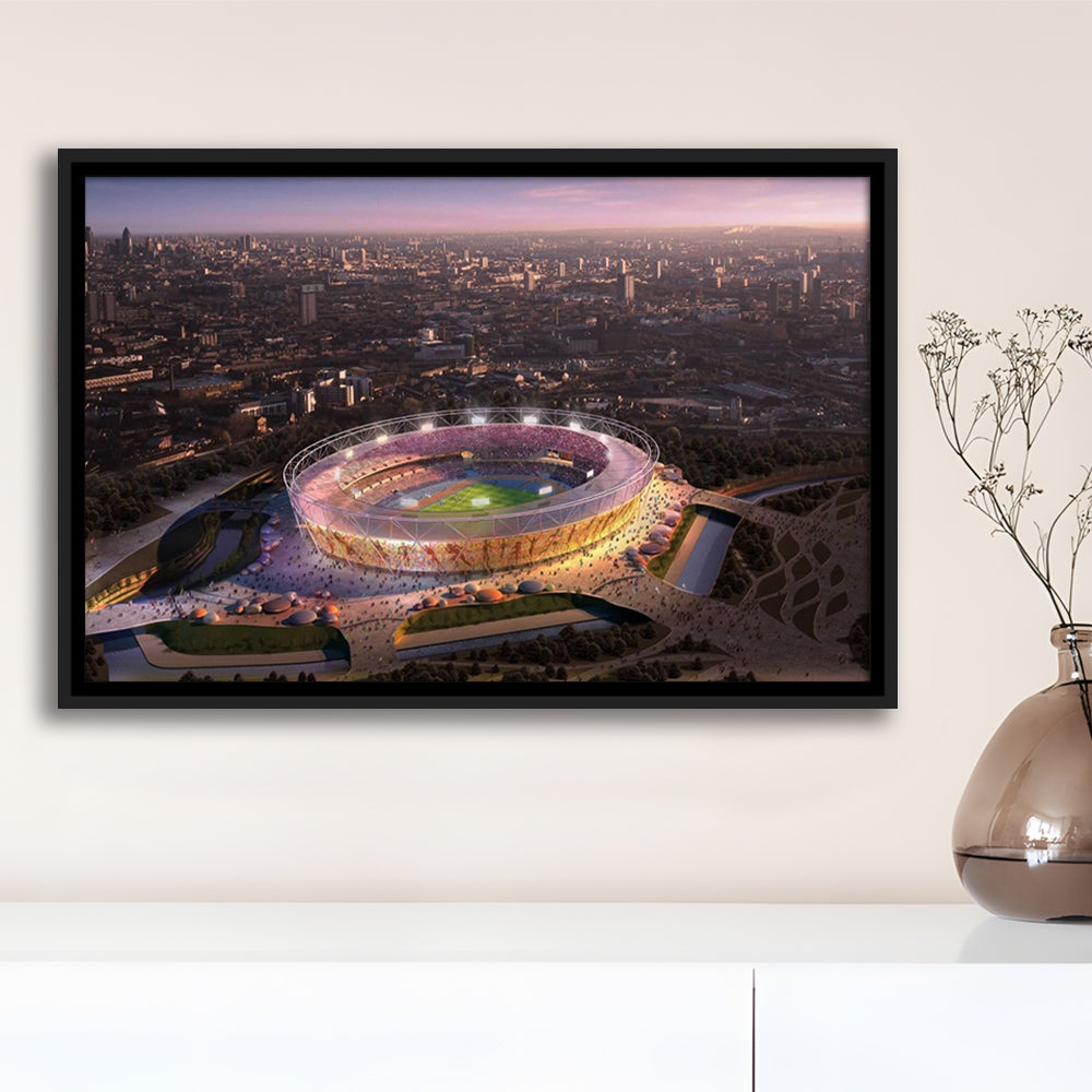 Stratford Olympic Stadium, Stadium Canvas, Sport Art, Framed Canvas Print Wall Art, Floating Frame