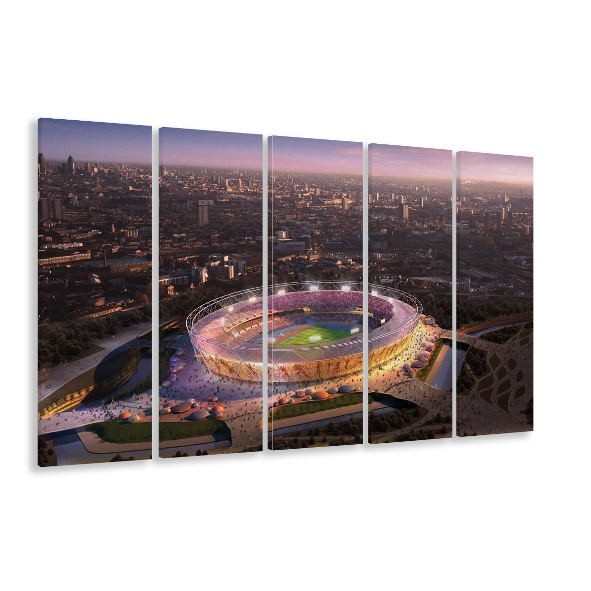 Stratford Olympic Stadium, Stadium Canvas, Sport Art, 5 Panel B, Extra Large Canvas, Canvas Print Wall Art