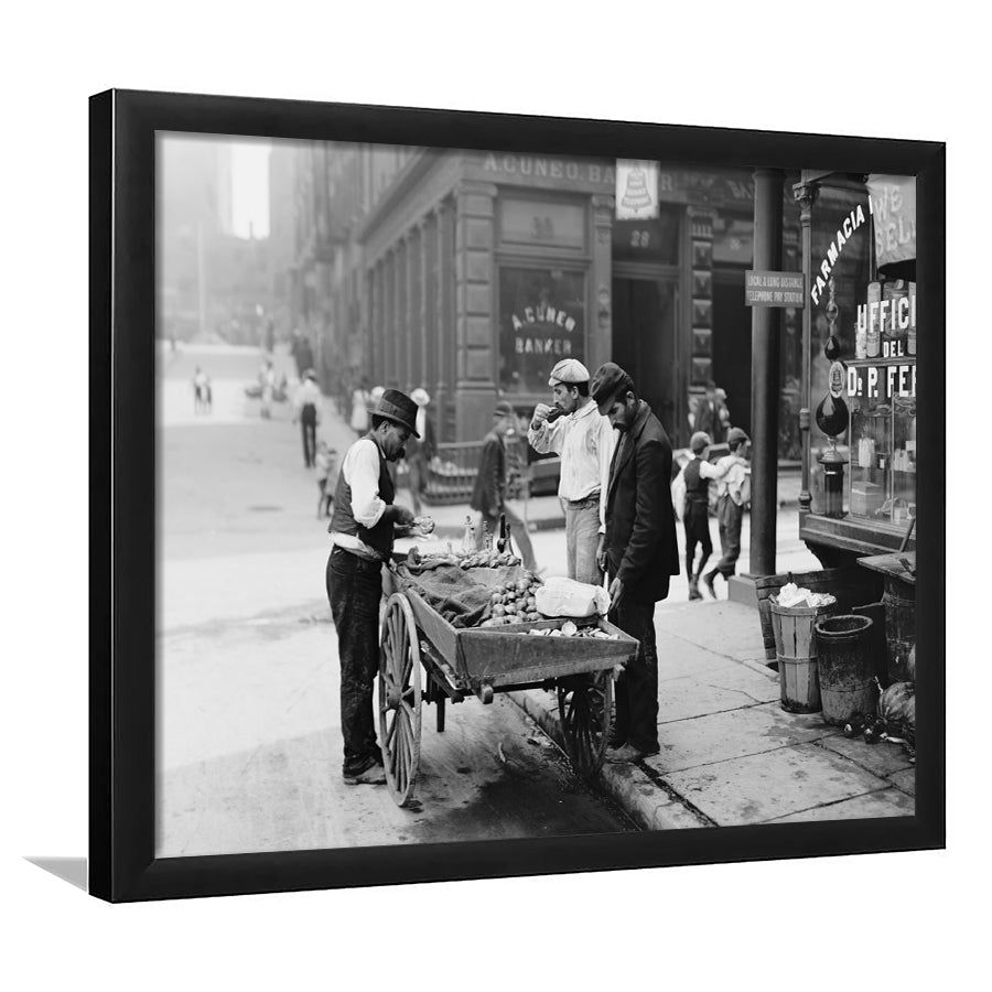 Street Food New York City Black and White Art, Framed Art Print Wall Decor