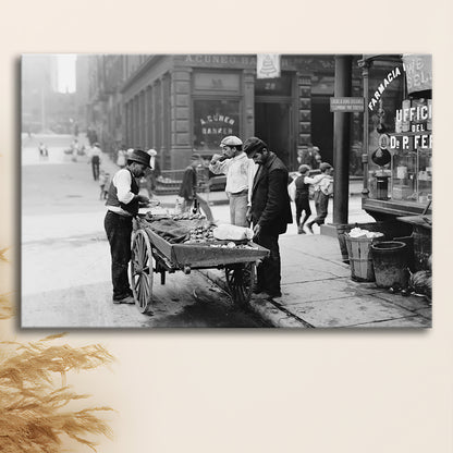 Street Food New York City Black and White Art, Canvas Print Wall Art Decor