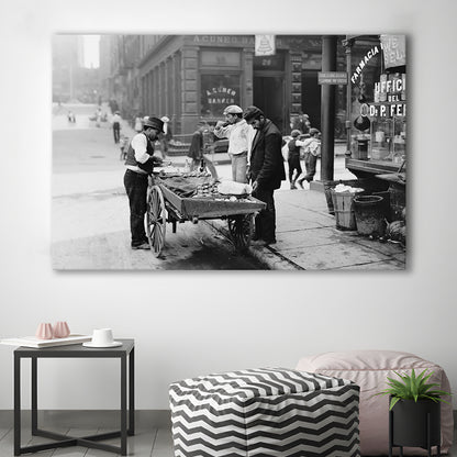 Street Food New York City Black and White Art, Canvas Print Wall Art Decor