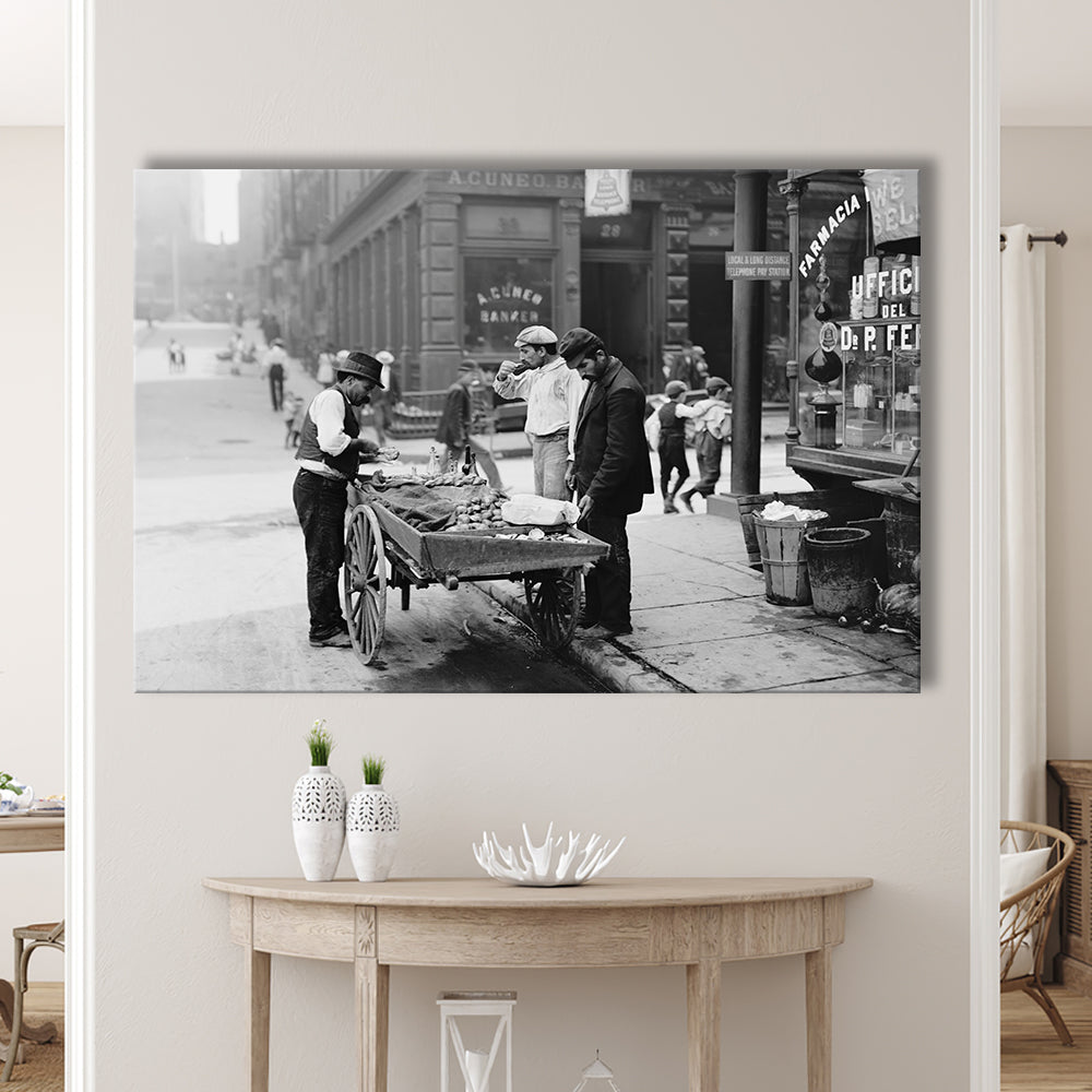 Street Food New York City Black and White Art, Canvas Print Wall Art Decor