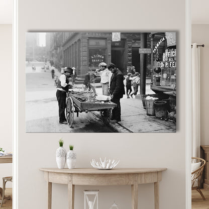 Street Food New York City Black and White Art, Canvas Print Wall Art Decor
