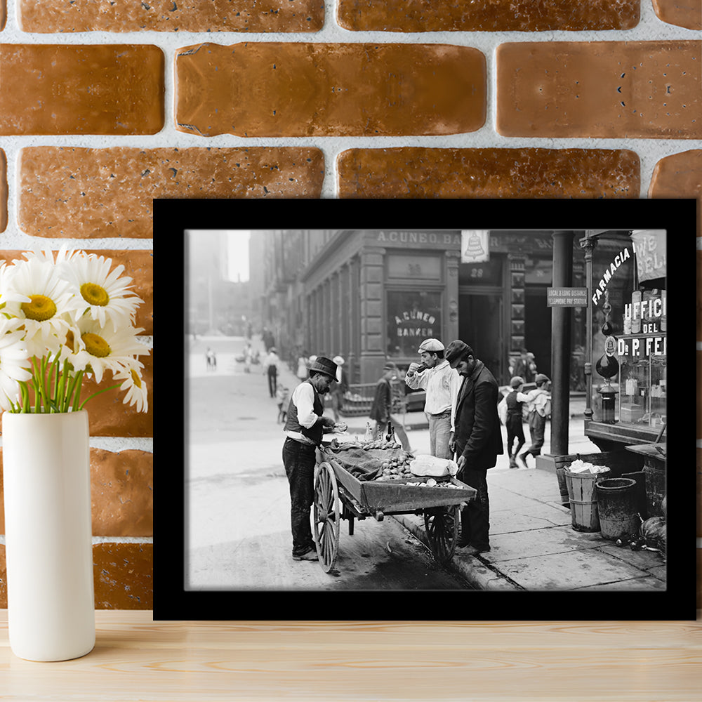 Street Food New York City Black and White Art, Framed Art Print Wall Decor