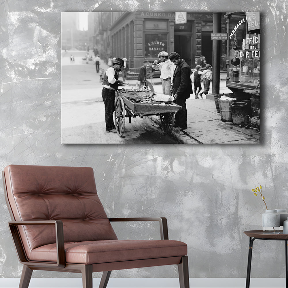 Street Food New York City Black and White Art, Canvas Print Wall Art Decor