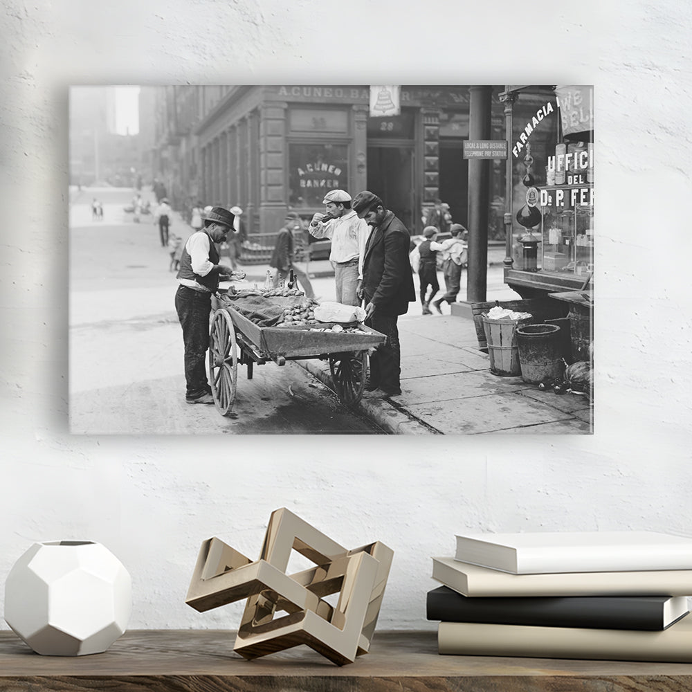 Street Food New York City Black and White Art, Canvas Print Wall Art Decor
