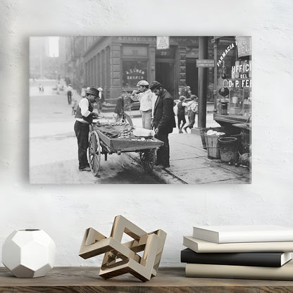 Street Food New York City Black and White Art, Canvas Print Wall Art Decor