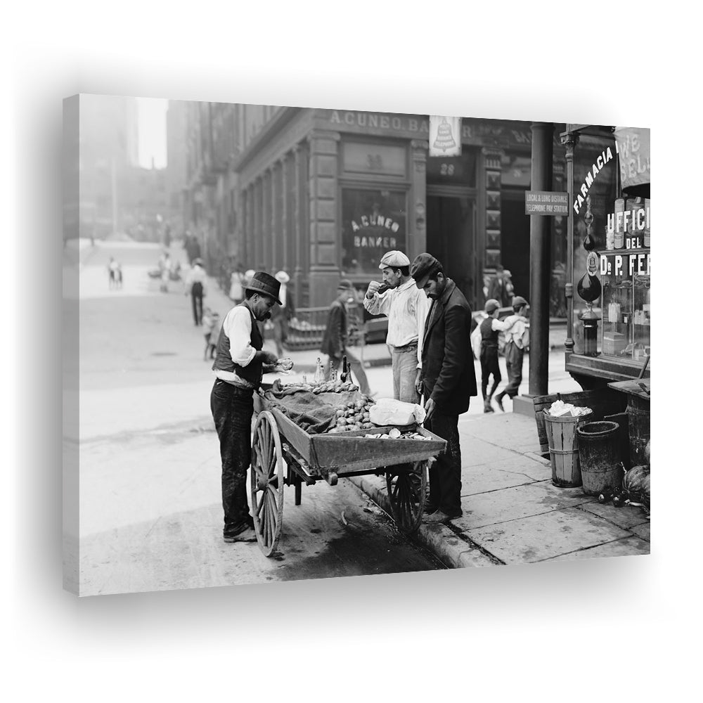 Street Food New York City Black and White Art, Canvas Print Wall Art Decor