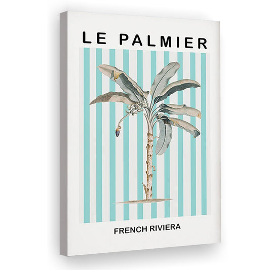 Striped Palm Tree Wall Art Print Palm Tree Blue Wall Art, Canvas Prints Wall Art