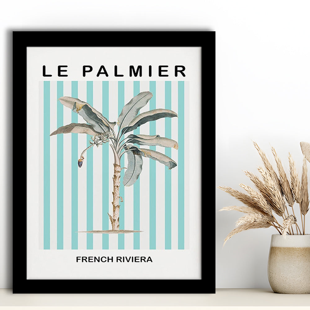 Striped Palm Tree Wall Art Print Palm Tree Blue Wall Art, Framed Art Prints Wall Decor