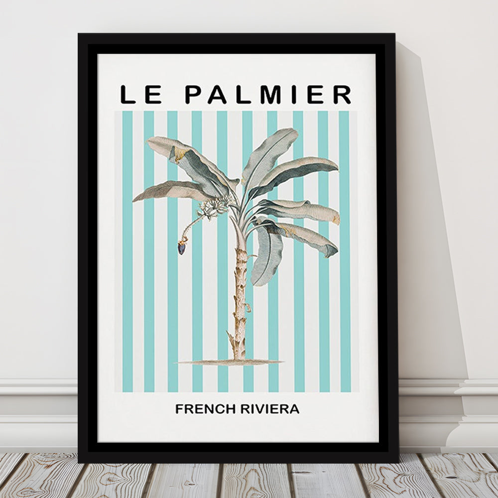 Striped Palm Tree Wall Art Print Palm Tree Blue Wall Art, Framed Canvas Prints Wall Art