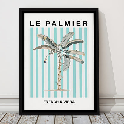 Striped Palm Tree Wall Art Print Palm Tree Blue Wall Art, Framed Canvas Prints Wall Art