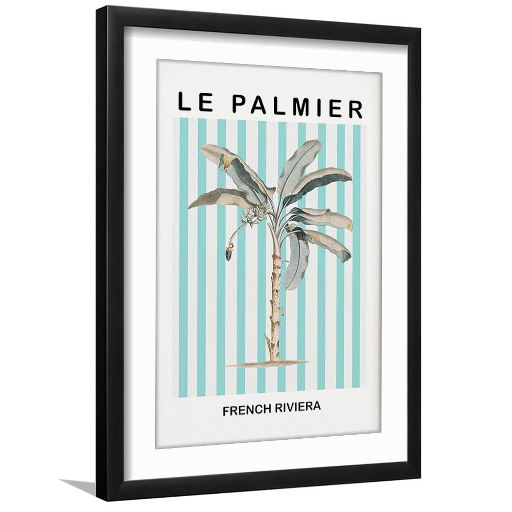 Striped Palm Tree Wall Art Print Palm Tree Blue Wall Art, Framed Art Prints White Border Wall Decor
