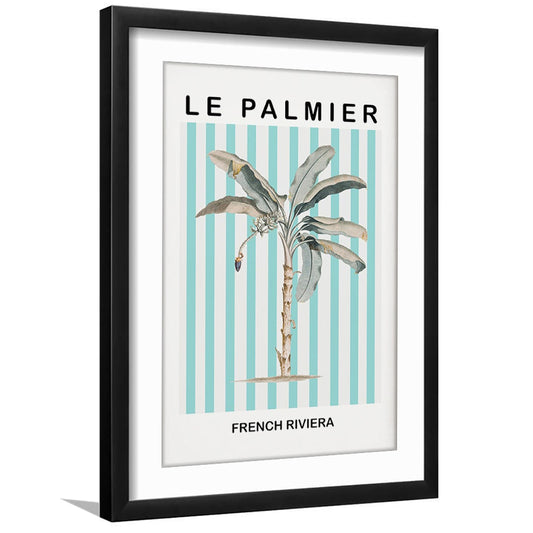 Striped Palm Tree Wall Art Print Palm Tree Blue Wall Art, Framed Art Prints White Border Wall Decor