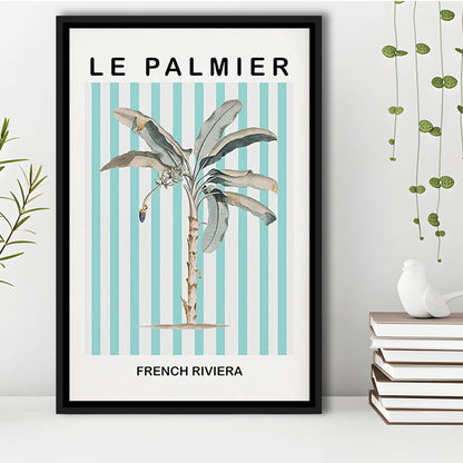 Striped Palm Tree Wall Art Print Palm Tree Blue Wall Art, Framed Canvas Prints Wall Art