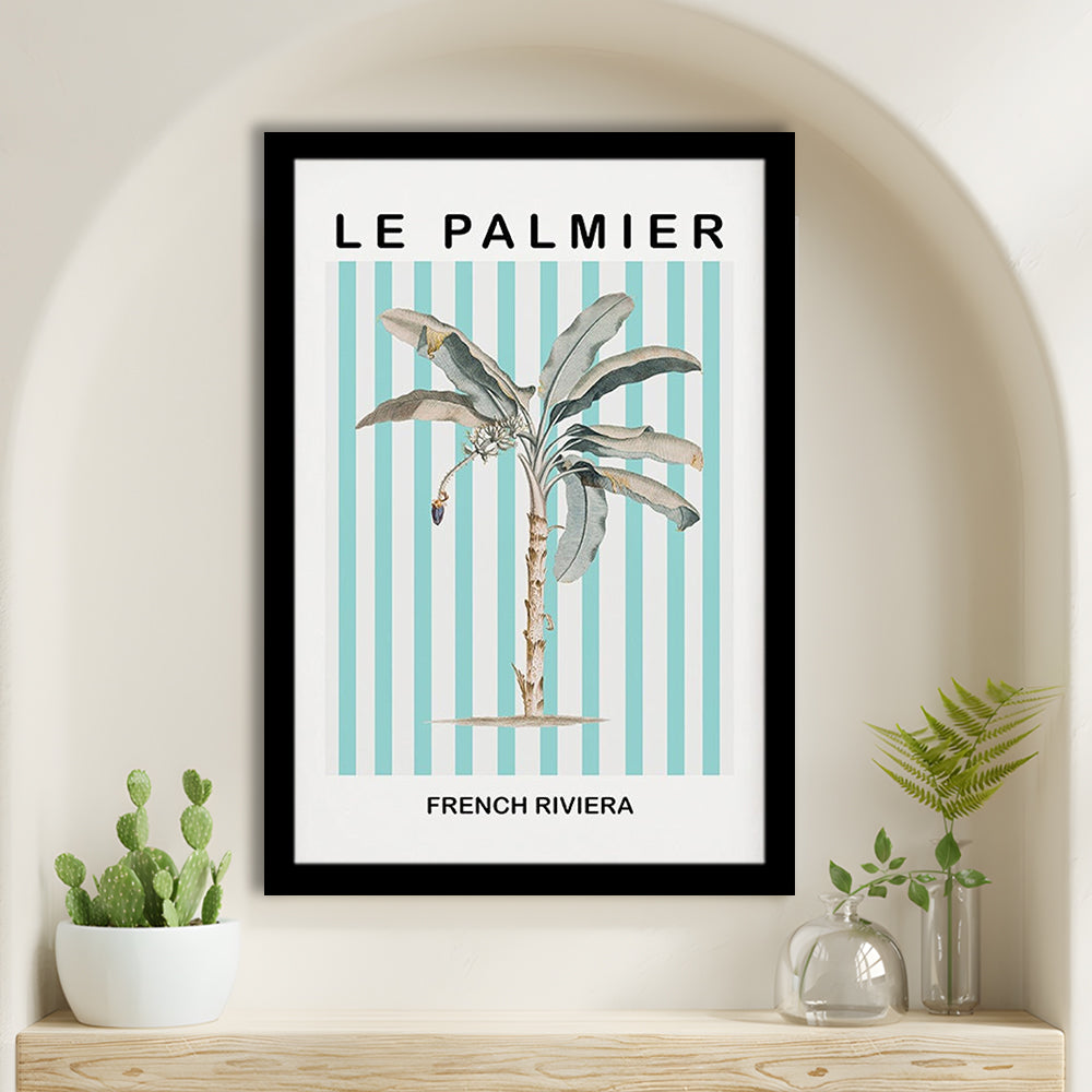 Striped Palm Tree Wall Art Print Palm Tree Blue Wall Art, Framed Art Prints Wall Decor
