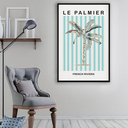 Striped Palm Tree Wall Art Print Palm Tree Blue Wall Art, Framed Canvas Prints Wall Art