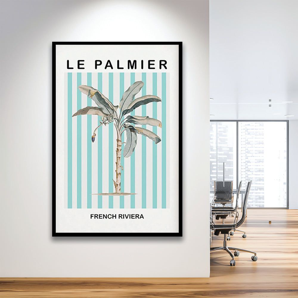 Striped Palm Tree Wall Art Print Palm Tree Blue Wall Art, Framed Art Prints Wall Decor