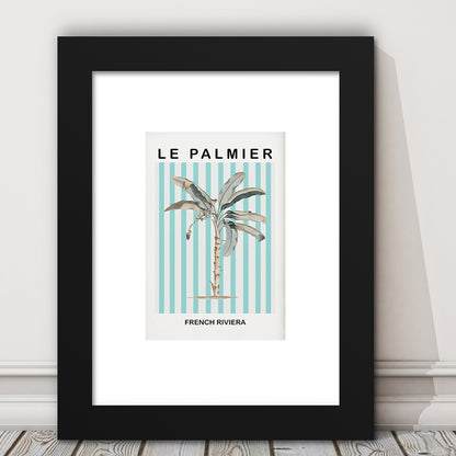 Striped Palm Tree Wall Art Print Palm Tree Blue Wall Art, Framed Art Prints White Border Wall Decor