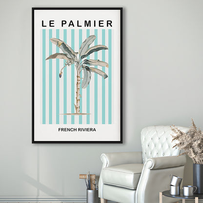 Striped Palm Tree Wall Art Print Palm Tree Blue Wall Art, Framed Canvas Prints Wall Art