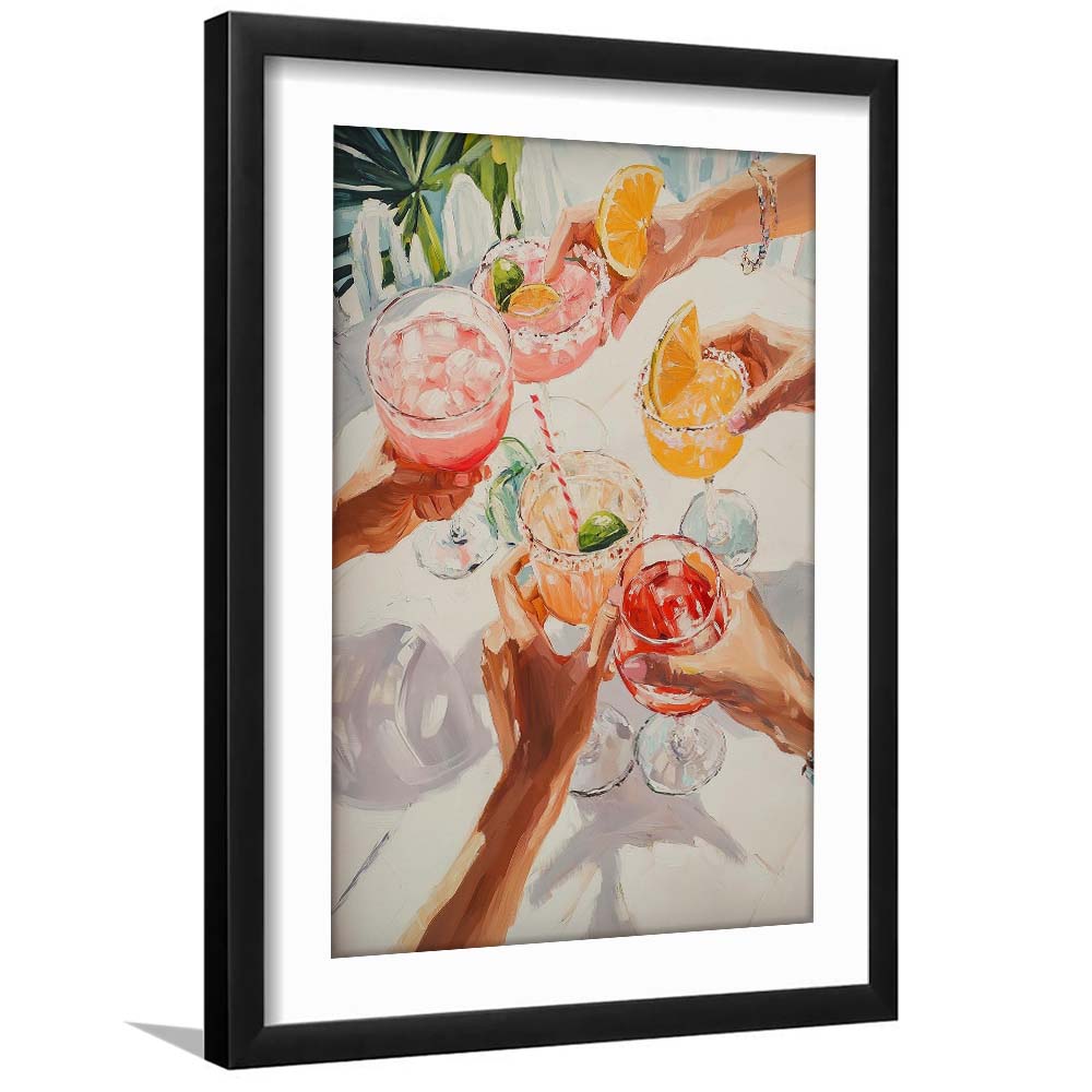 Stylish Cocktail Bar Print, Wall Art For Cocktail Party, Elegant Drink Print, Framed Art Print, White Border