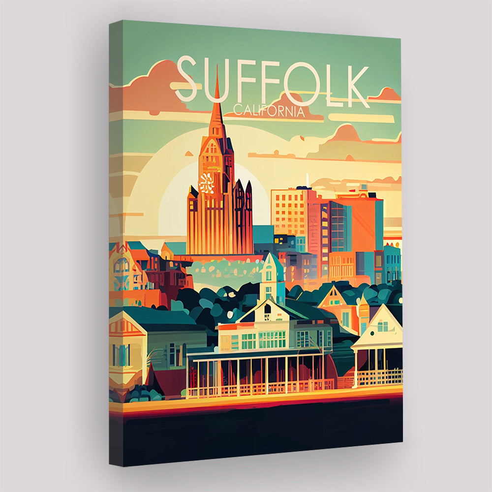 Suffolk Virginia Retro Art Print, Suffolk City Wall Art, Canvas Print, Painting Canvas, Living Room Decor