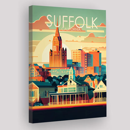Suffolk Virginia Retro Art Print, Suffolk City Wall Art, Canvas Print, Painting Canvas, Living Room Decor